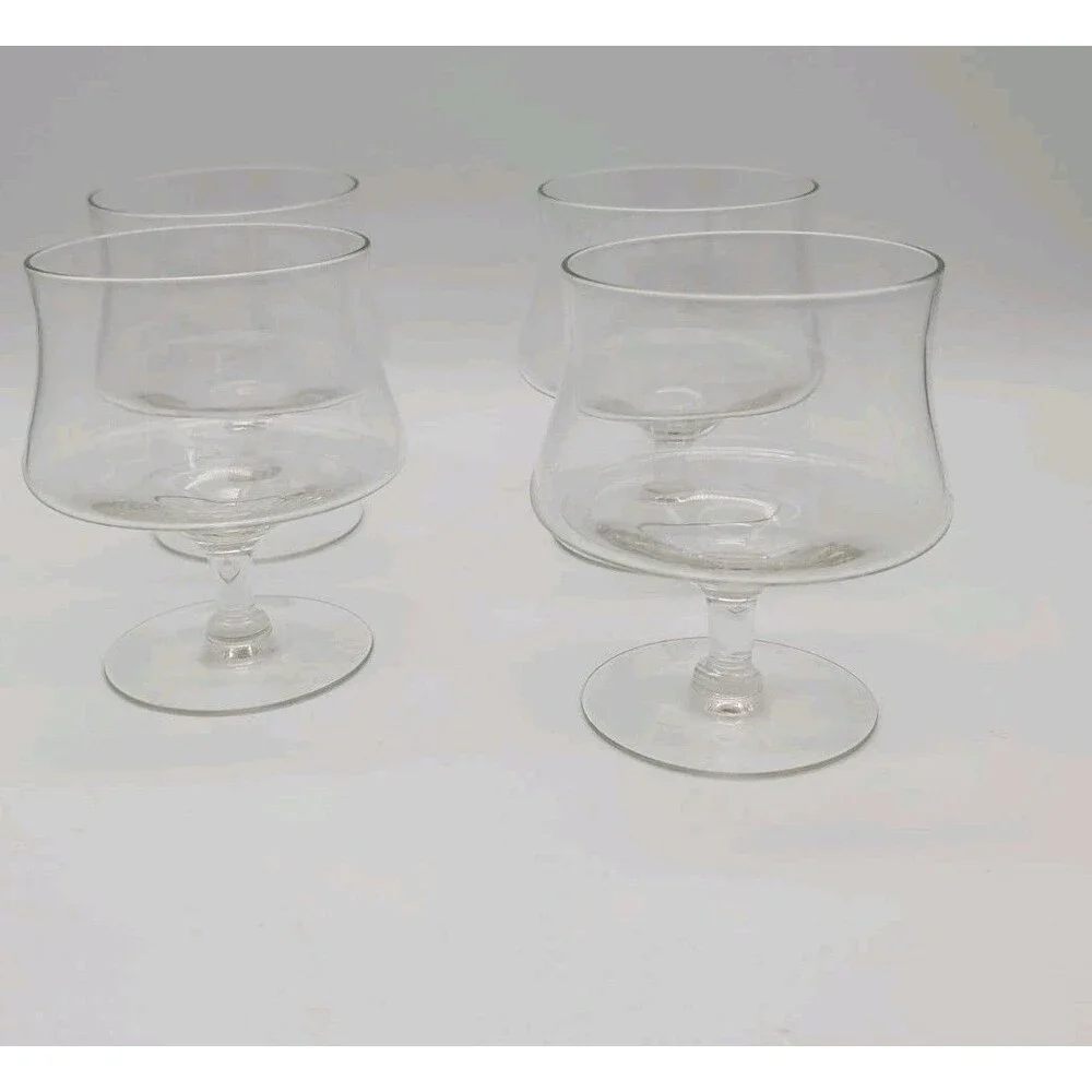 4 Hourglass Cognac Brandy 12oz Clear Glass Snifter Glasses 5”